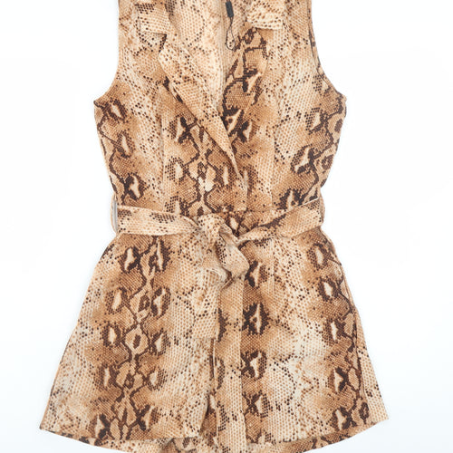 Love & Other Things Women's Brown Animal Print Sleeveless Playsuit Size S