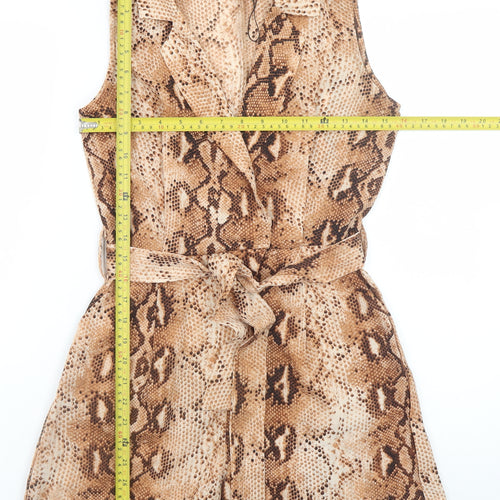 Love & Other Things Women's Brown Animal Print Sleeveless Playsuit Size S