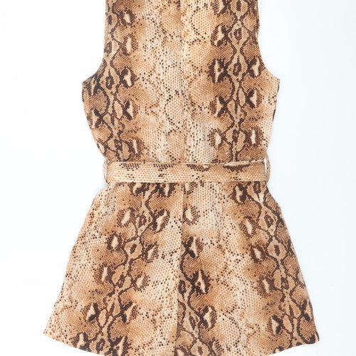 Love & Other Things Women's Brown Animal Print Sleeveless Playsuit Size S