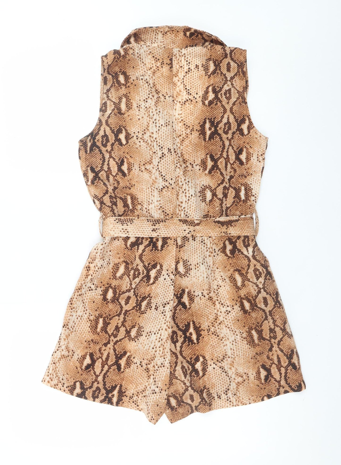 Love & Other Things Women's Brown Animal Print Sleeveless Playsuit Size S