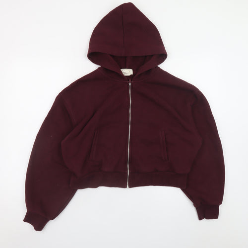 H&M Move Women's Burgundy Full Zip Hoodie Size 12 Cotton Blend