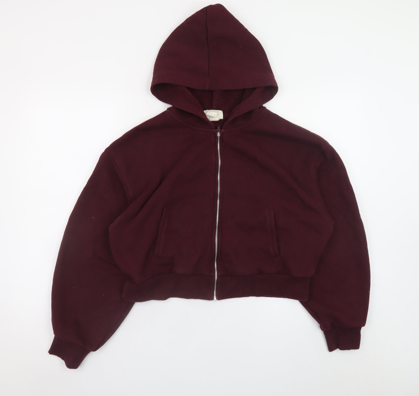 H&M Move Women's Burgundy Full Zip Hoodie Size 12 Cotton Blend