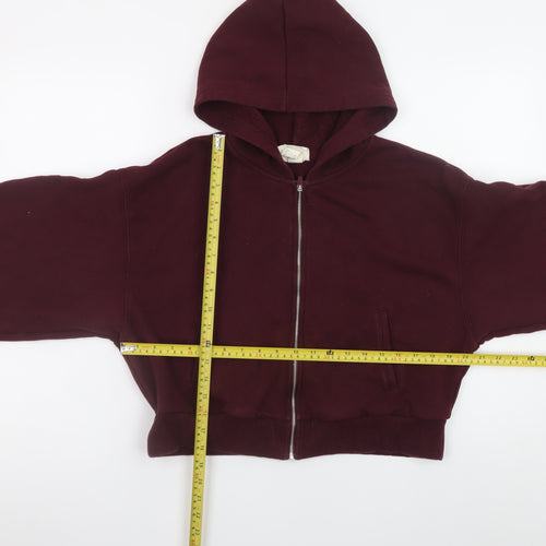 H&M Move Women's Burgundy Full Zip Hoodie Size 12 Cotton Blend