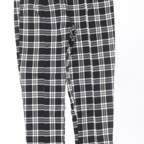 Bershka Womens Black Plaid Paperbag Tapered Trousers Size S