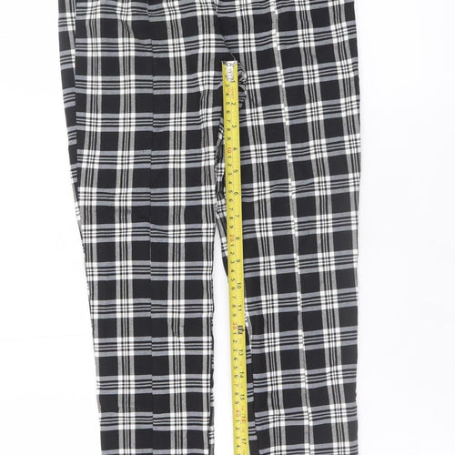 Bershka Womens Black Plaid Paperbag Tapered Trousers Size S
