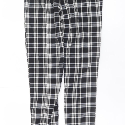 Bershka Womens Black Plaid Paperbag Tapered Trousers Size S