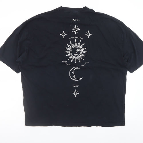 ASOS DESIGN Women's Black Cosmic Print Crew Neck T-Shirt Size L