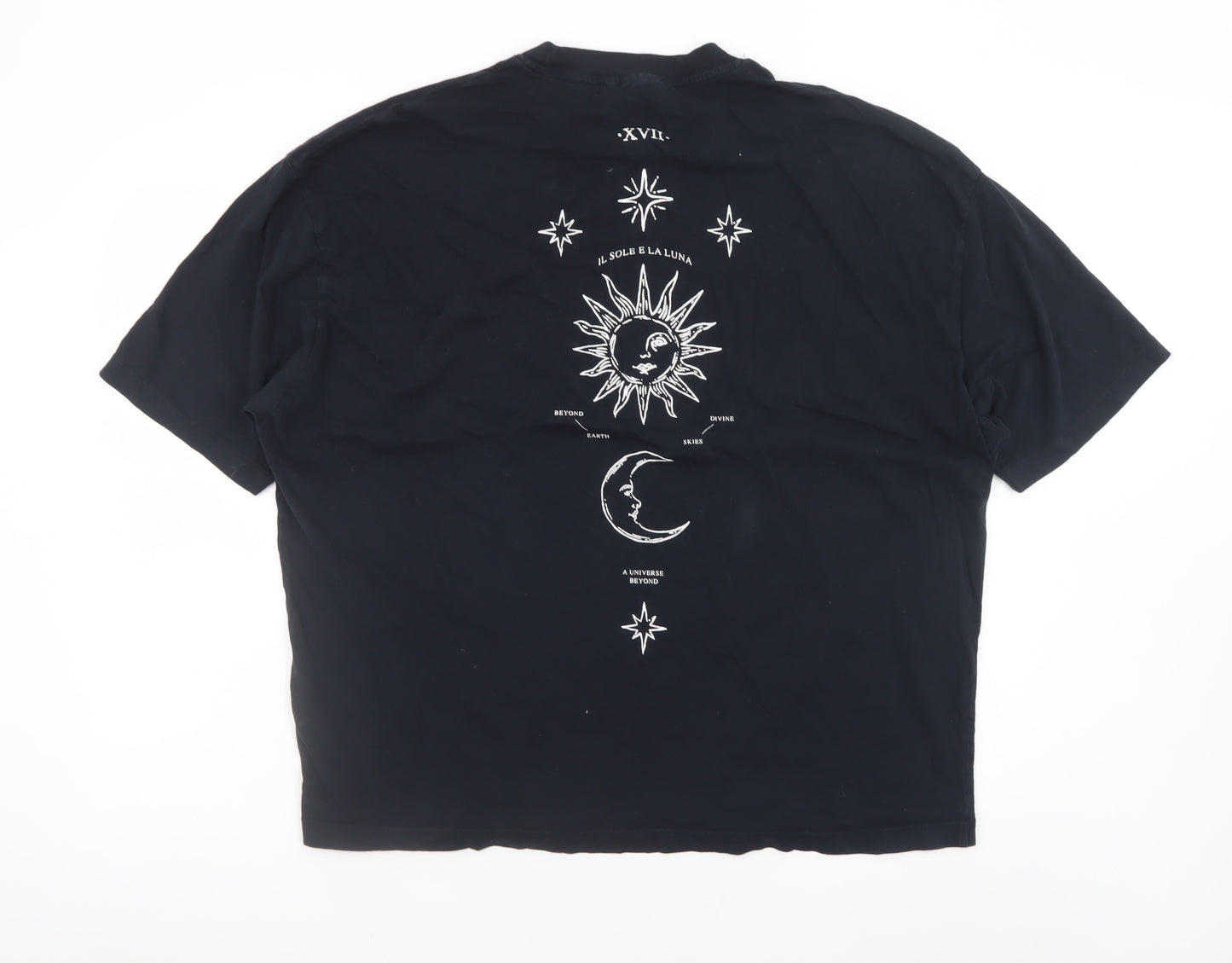 ASOS DESIGN Women's Black Cosmic Print Crew Neck T-Shirt Size L