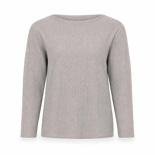 Front view of Dunnes Women’s Beige Long Sleeve Basic Stretch Top, size UK 12