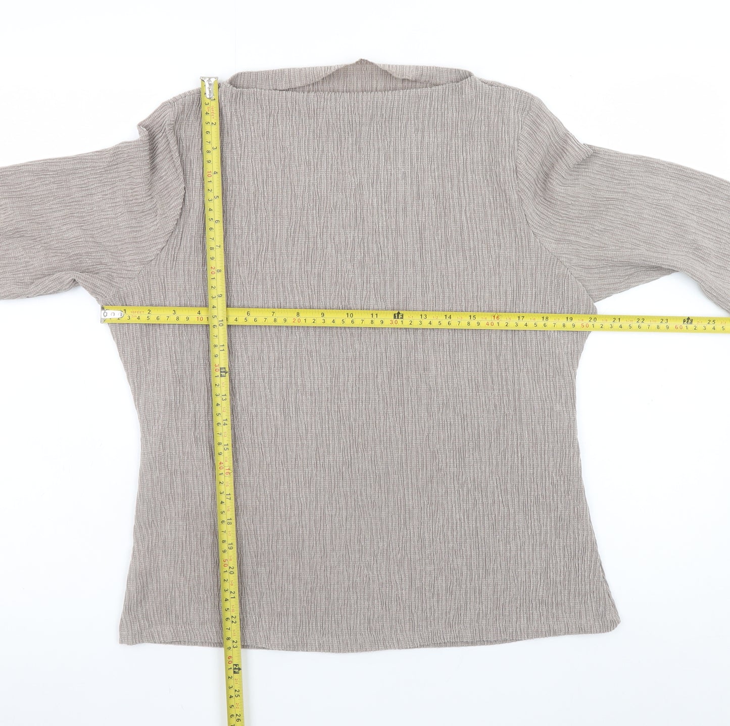 Dunnes Stores Women’s Beige Long Sleeve Basic Stretch Top Size 12