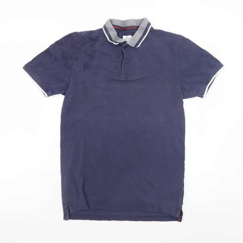 Next Men's Blue Cotton Short Sleeve Polo Shirt Size S