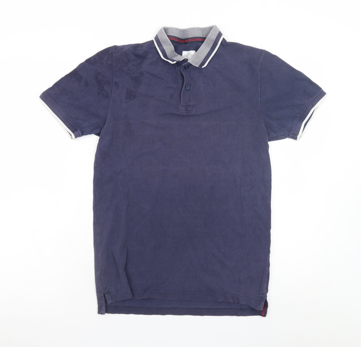 Next Men's Blue Cotton Short Sleeve Polo Shirt Size S