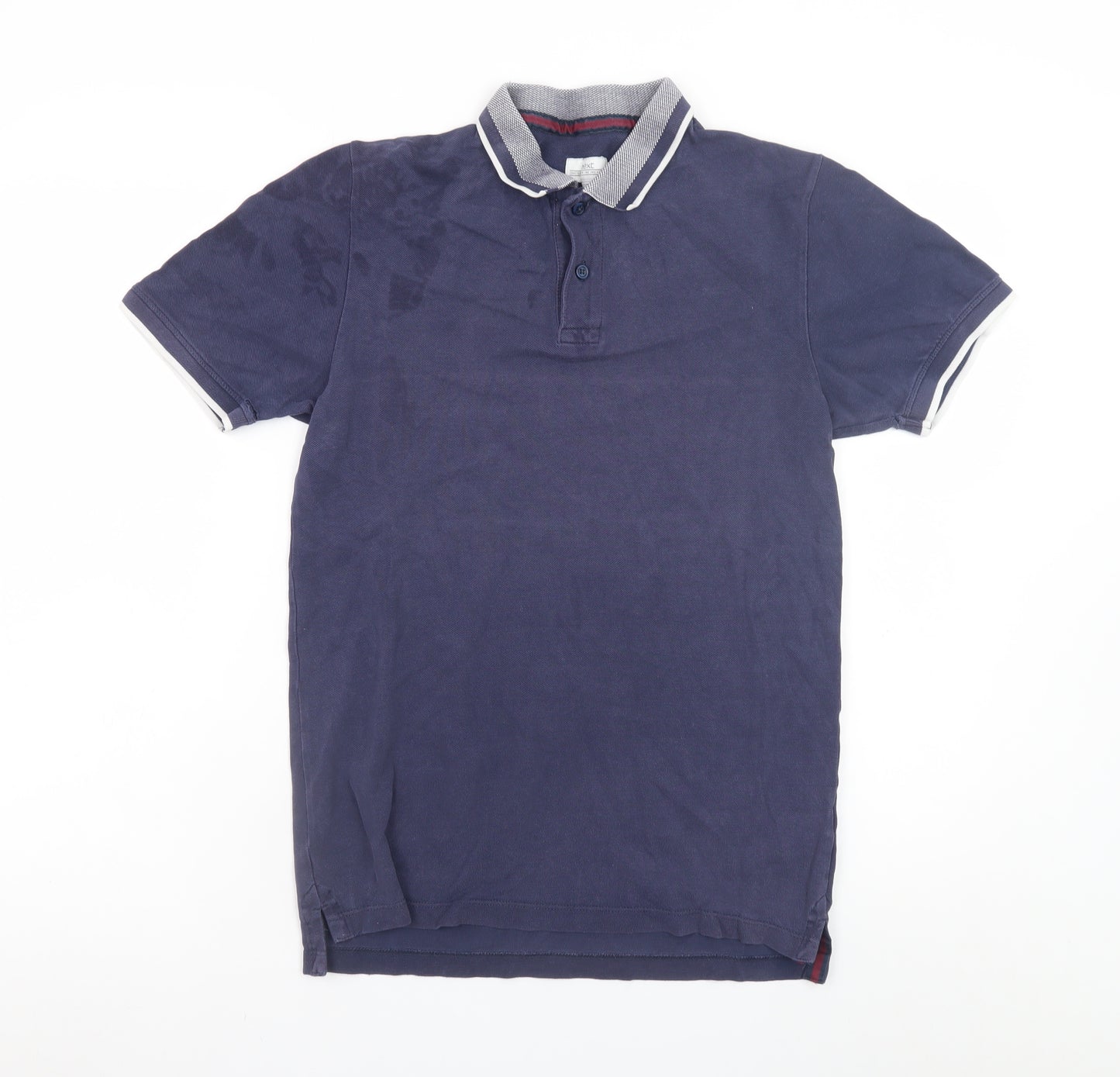 Next Men's Blue Cotton Short Sleeve Polo Shirt Size S