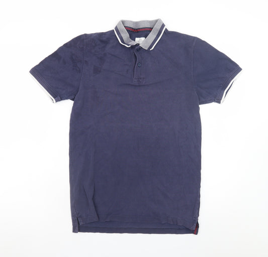 Next Men's Blue Cotton Short Sleeve Polo Shirt Size S