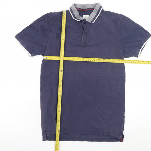 Next Men's Blue Cotton Short Sleeve Polo Shirt Size S