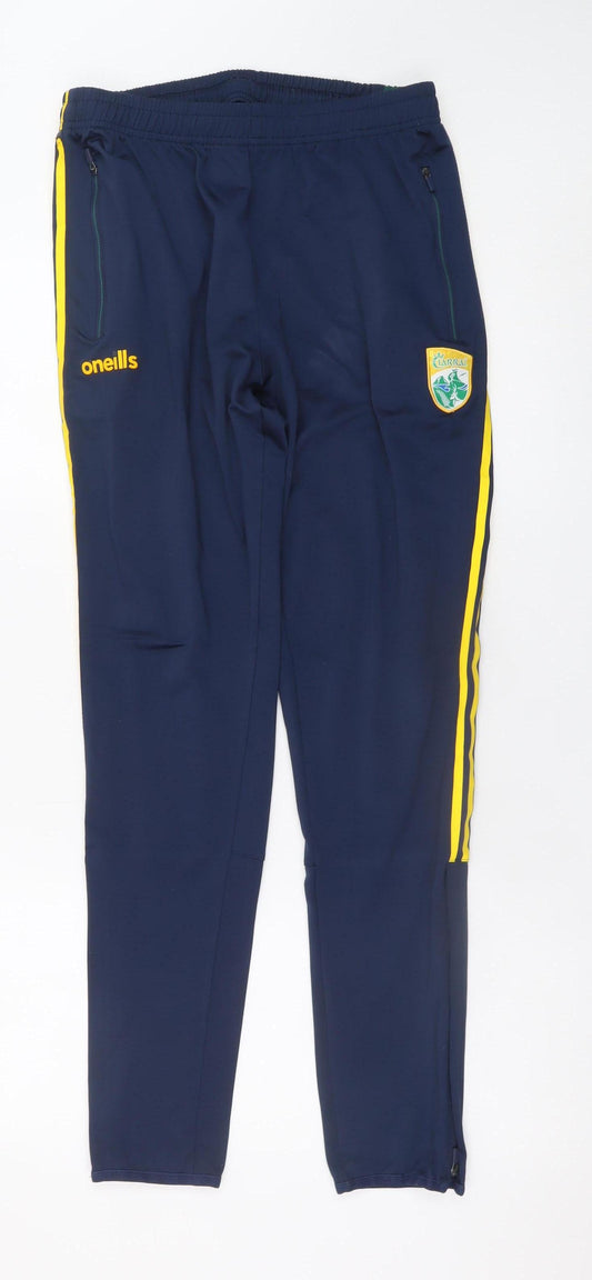 O'Neills Men's Navy Jogger Trousers Medium Polyester Blend Yellow Stripe