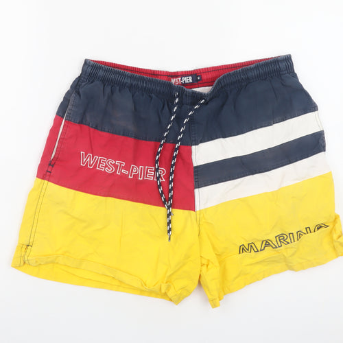 West-Pier Mens Multicoloured Swim Shorts Yellow Red Blue Size M