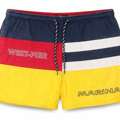 West-Pier Mens Multicoloured Swim Shorts Yellow Red Blue Size M