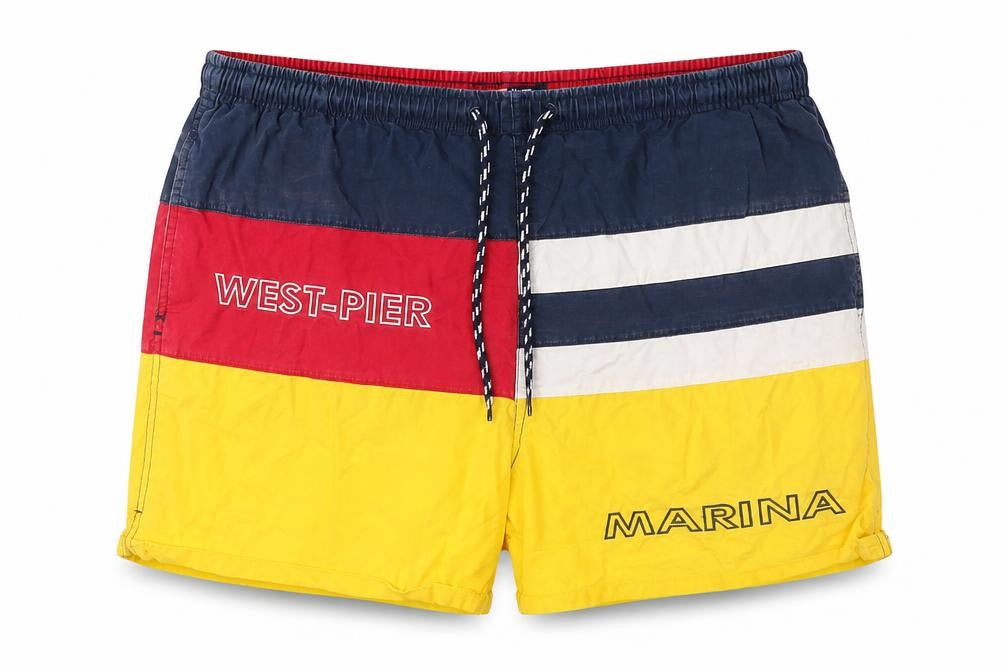 West-Pier Mens Multicoloured Swim Shorts Yellow Red Blue Size M