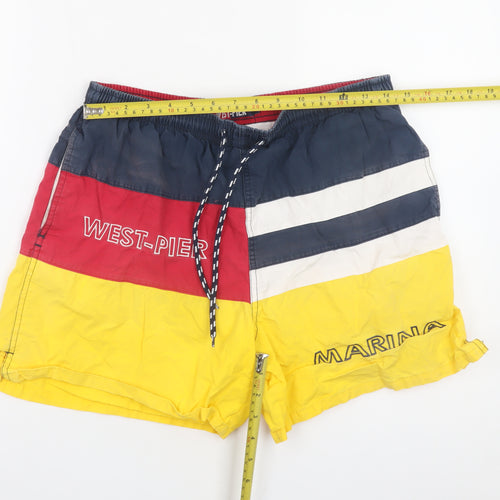 West-Pier Mens Multicoloured Swim Shorts Yellow Red Blue Size M