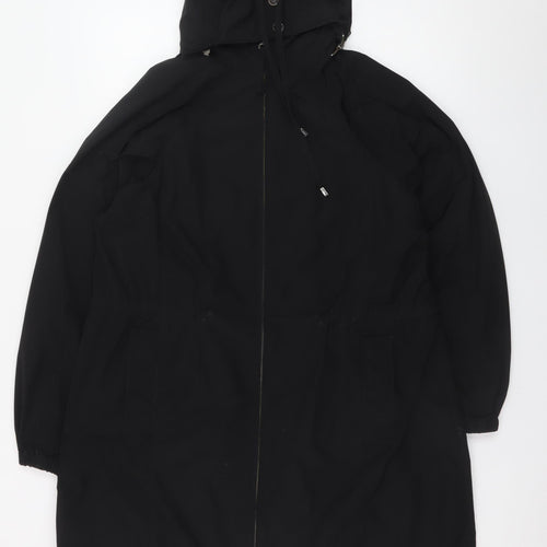 InWear Women's Black Hooded Parka Coat Size 8 Long Zip Casual