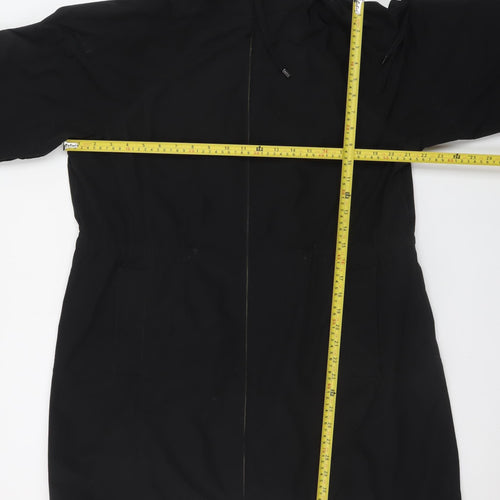 InWear Women's Black Hooded Parka Coat Size 8 Long Zip Casual