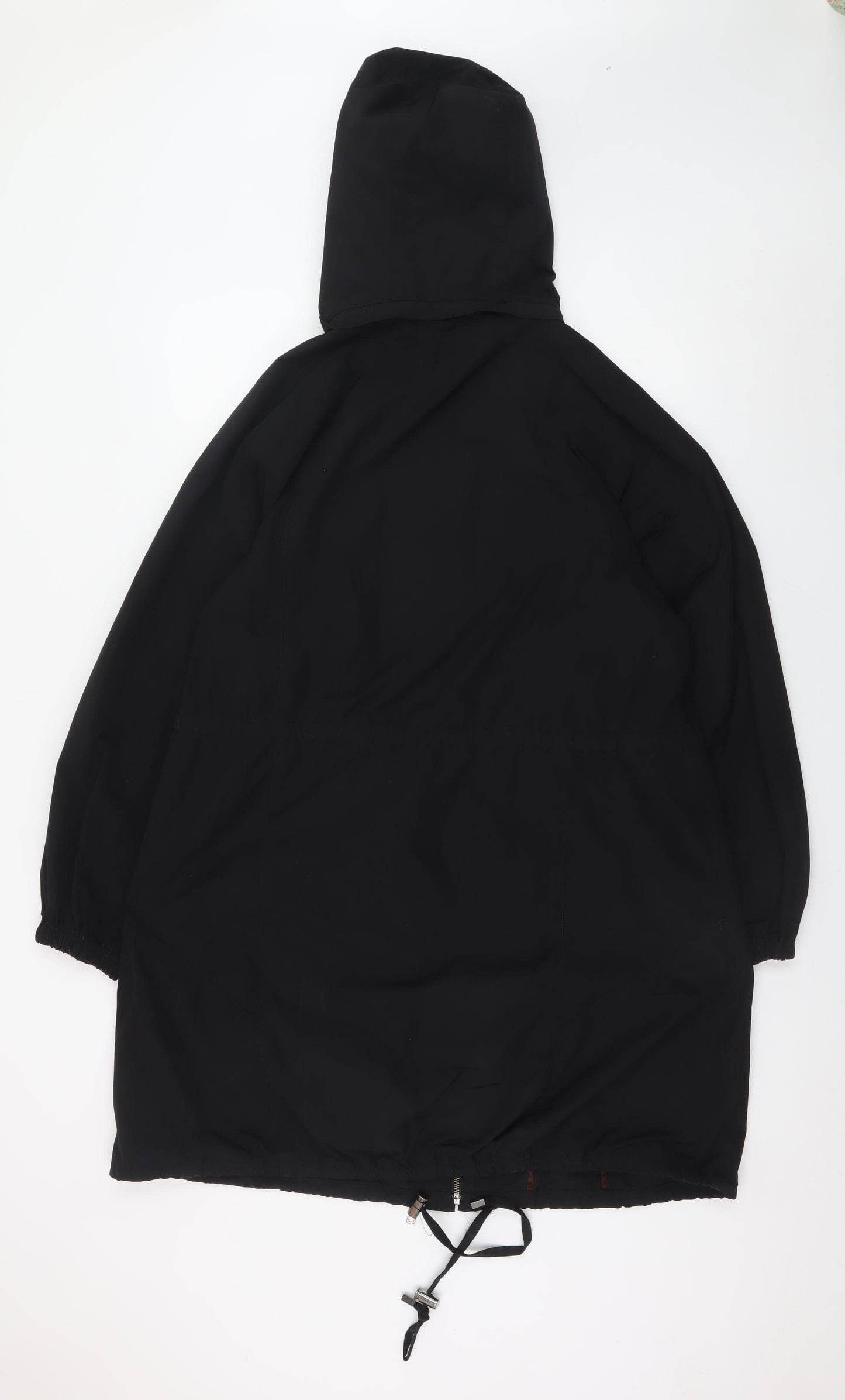 InWear Women's Black Hooded Parka Coat Size 8 Long Zip Casual