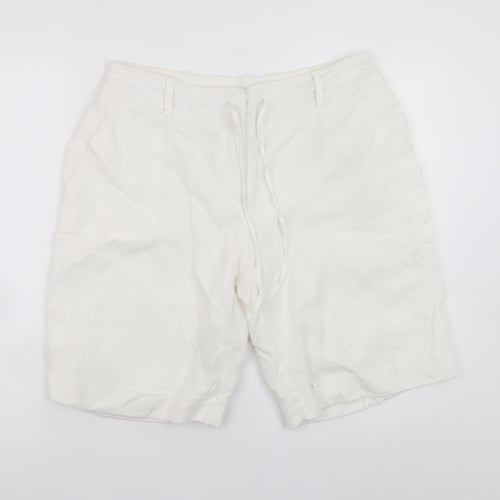 Dunnes Stores Women White Linen Chino Shorts Size 12