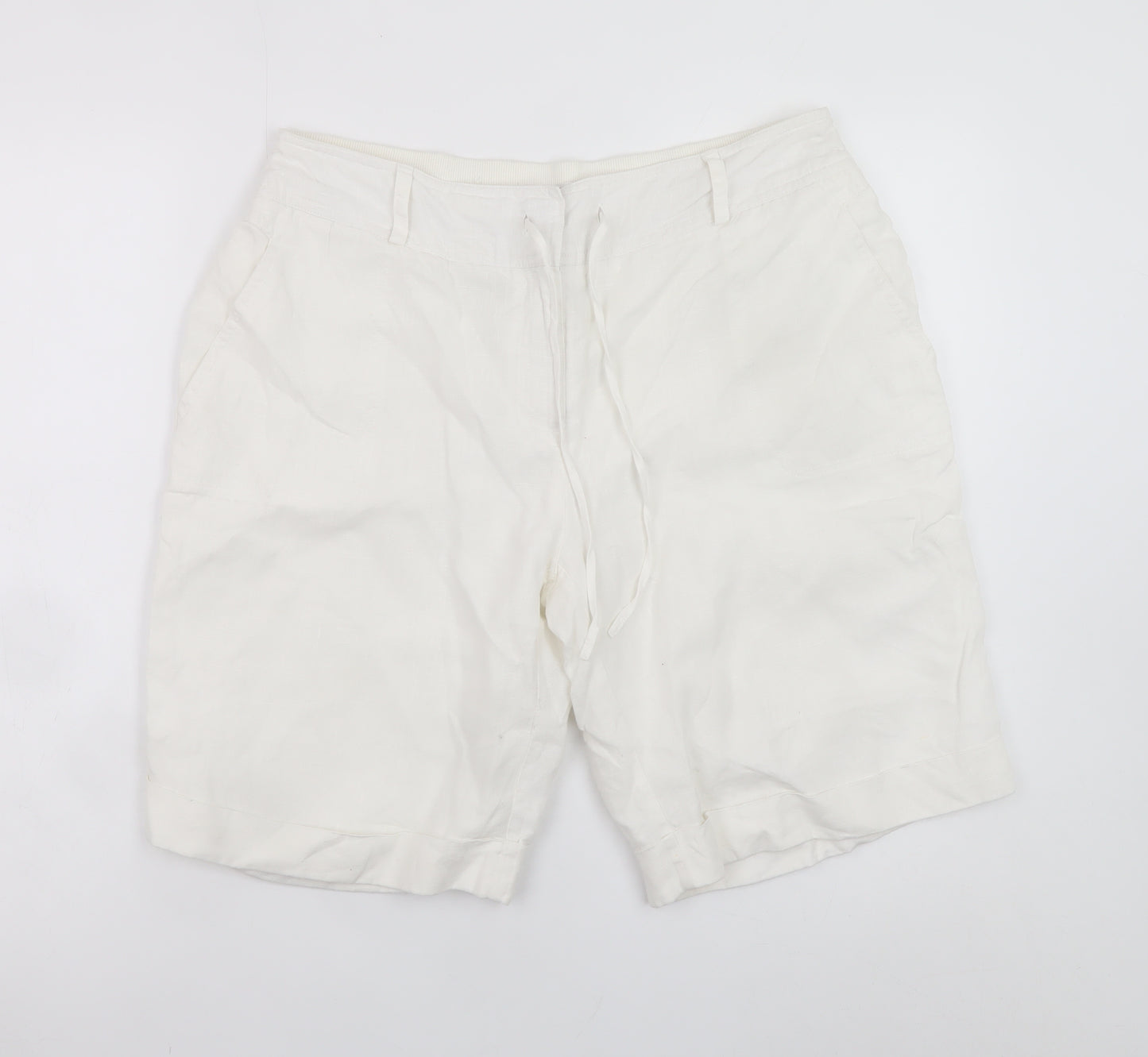 Dunnes Stores Women White Linen Chino Shorts Size 12