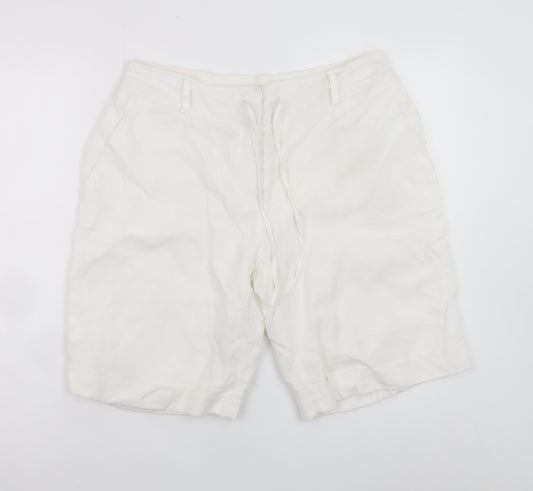 Dunnes Stores Women White Linen Chino Shorts Size 12