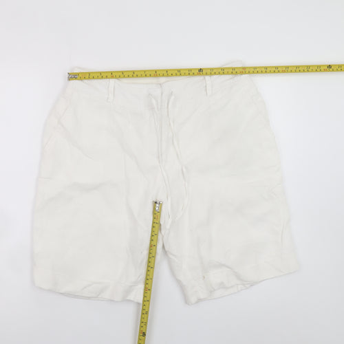 Dunnes Stores Women White Linen Chino Shorts Size 12
