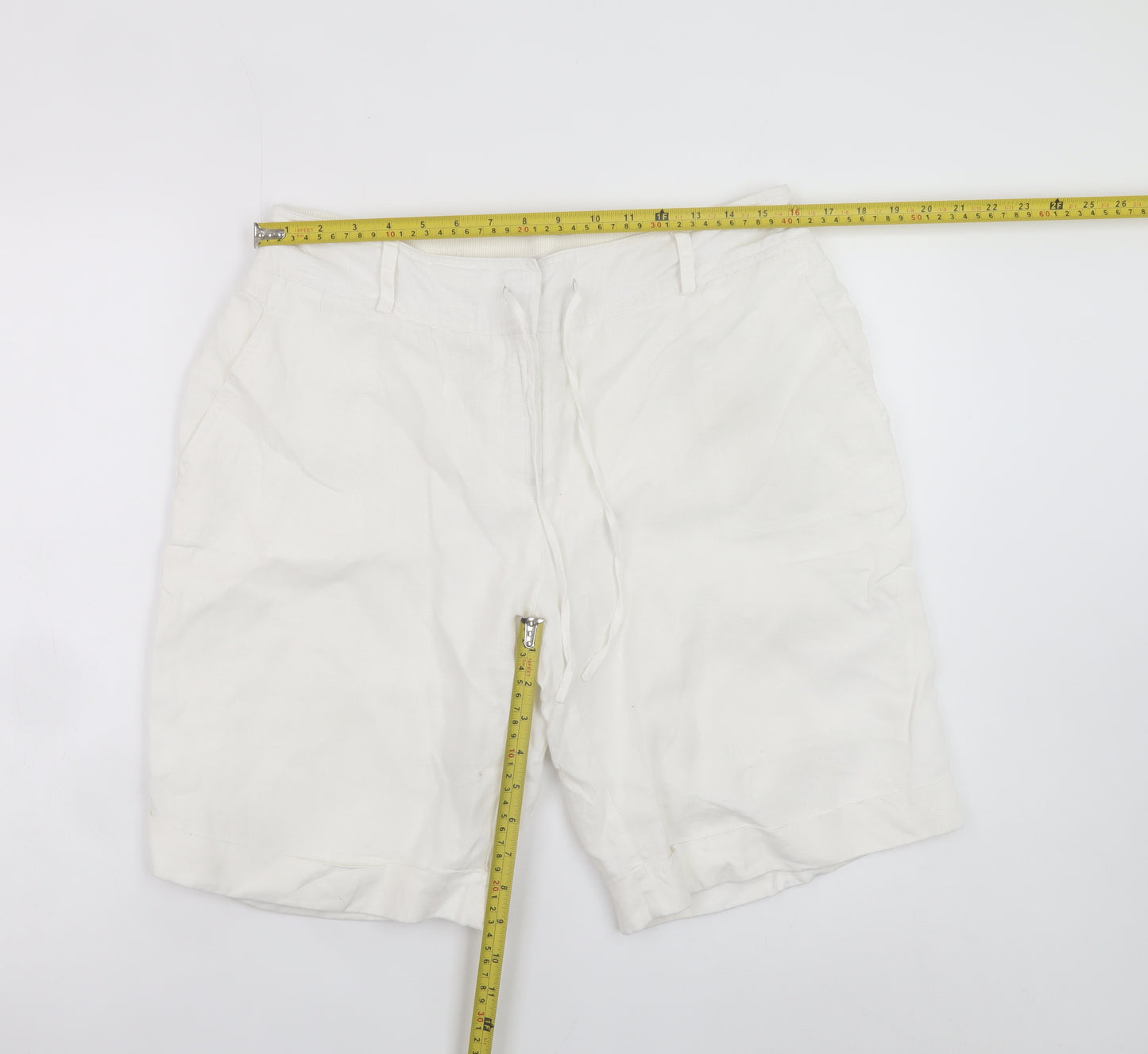 Dunnes Stores Women White Linen Chino Shorts Size 12