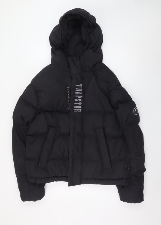 Trapstar Men's Black Puffer Jacket Hooded S Streetwear Winter