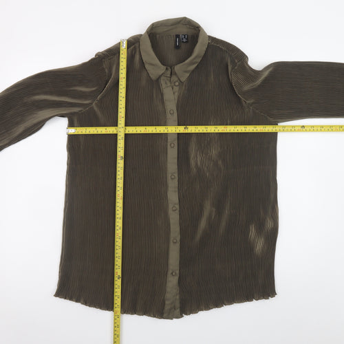 Vero Moda Women’s Green Pleated Button-Up Long Sleeve Shirt M