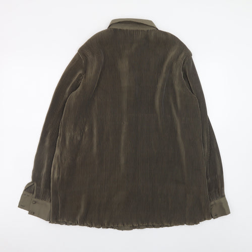 Vero Moda Women’s Green Pleated Button-Up Long Sleeve Shirt M
