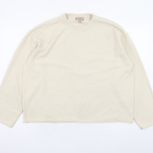 H&M Women Beige Crew Neck Knit Pullover Jumper Size 12