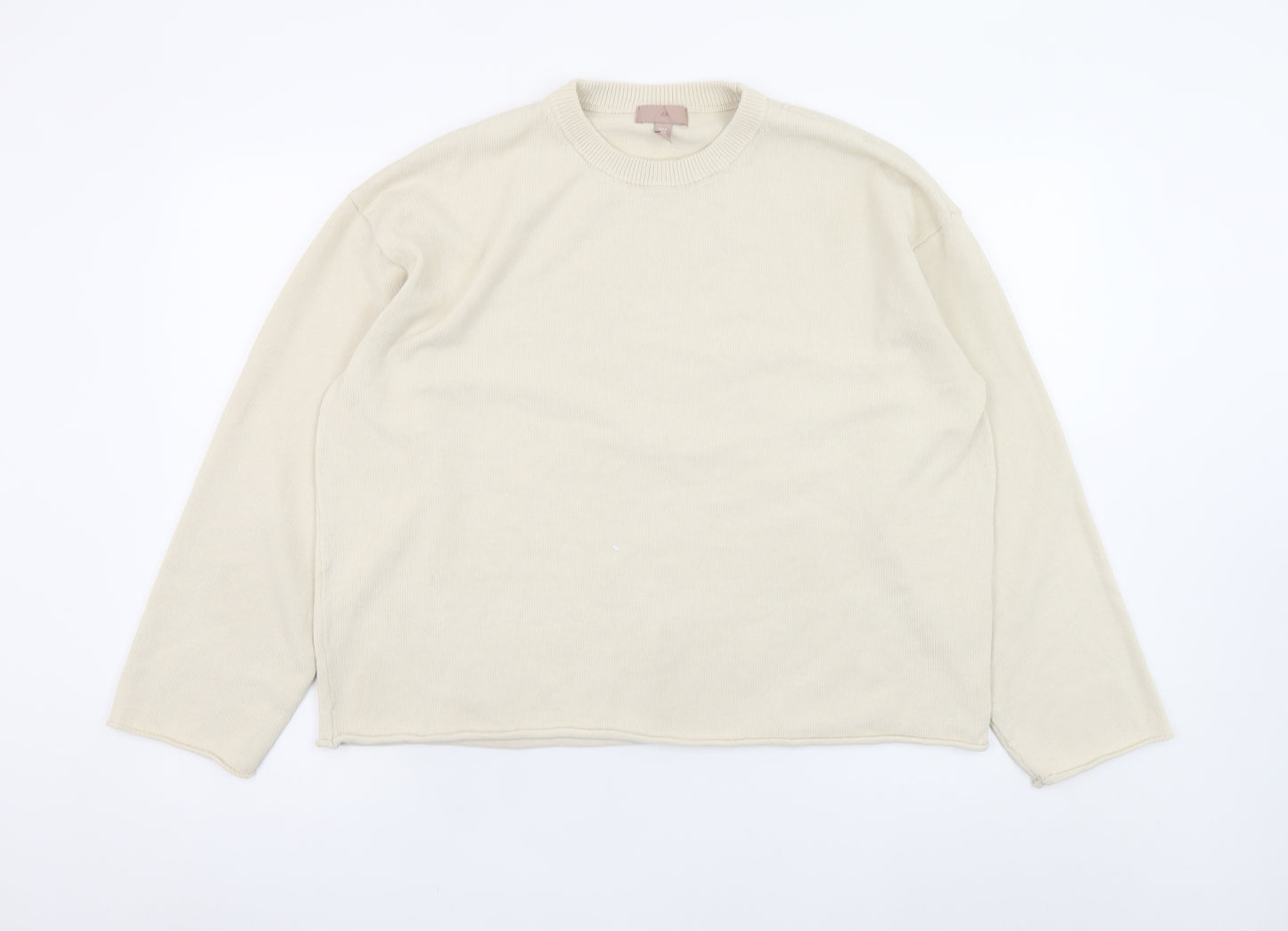 H&M Women Beige Crew Neck Knit Pullover Jumper Size 12