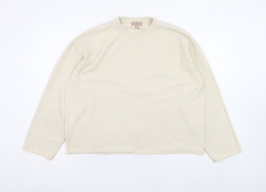 H&M Women Beige Crew Neck Knit Pullover Jumper Size 12