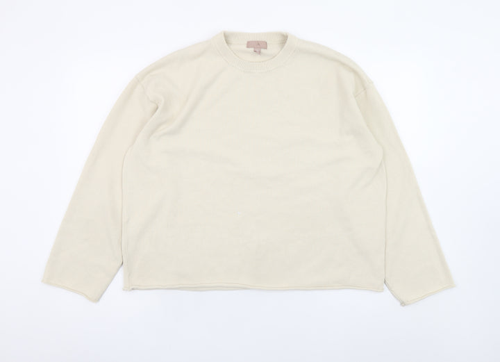 H&M Women Beige Crew Neck Knit Pullover Jumper Size 12