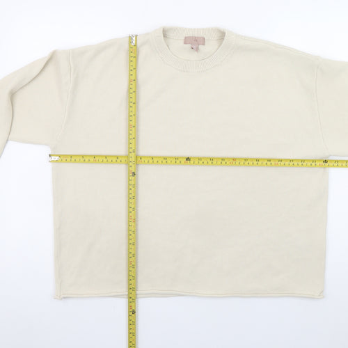 H&M Women Beige Crew Neck Knit Pullover Jumper Size 12