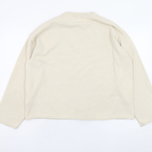 H&M Women Beige Crew Neck Knit Pullover Jumper Size 12