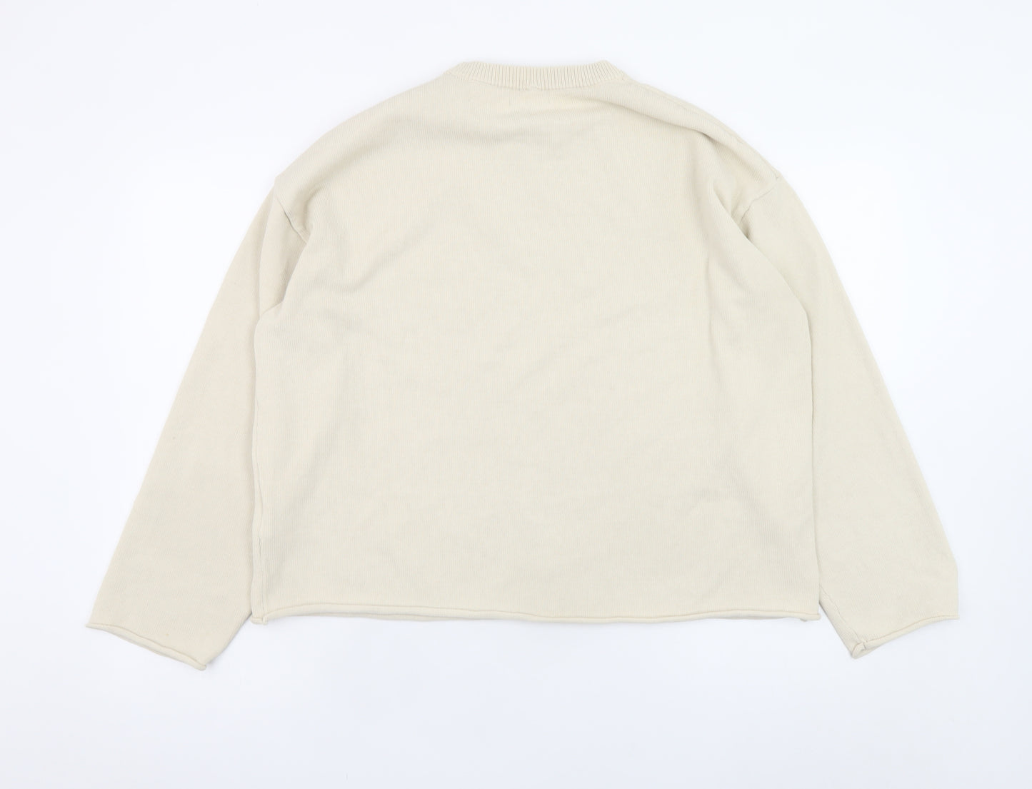 H&M Women Beige Crew Neck Knit Pullover Jumper Size 12