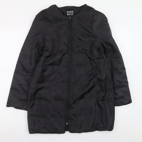 Zara Women Black Mid-Length Puffer Coat Size 12