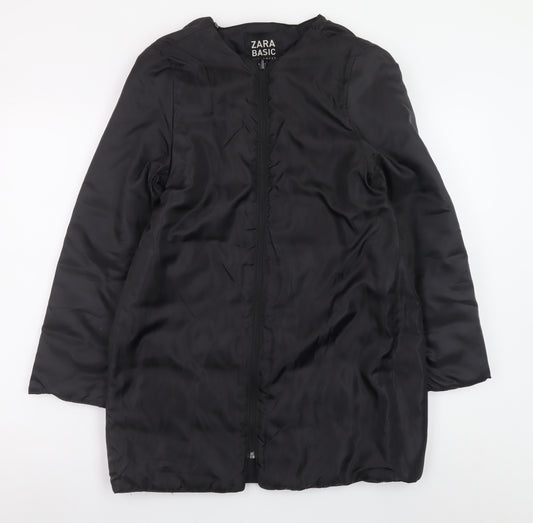 Zara Women Black Mid-Length Puffer Coat Size 12