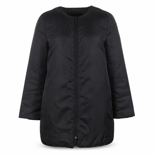 Front view of Zara Women Black Mid-Length Puffer Coat, size 12
