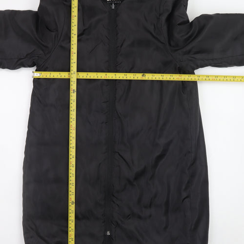 Zara Women Black Mid-Length Puffer Coat Size 12