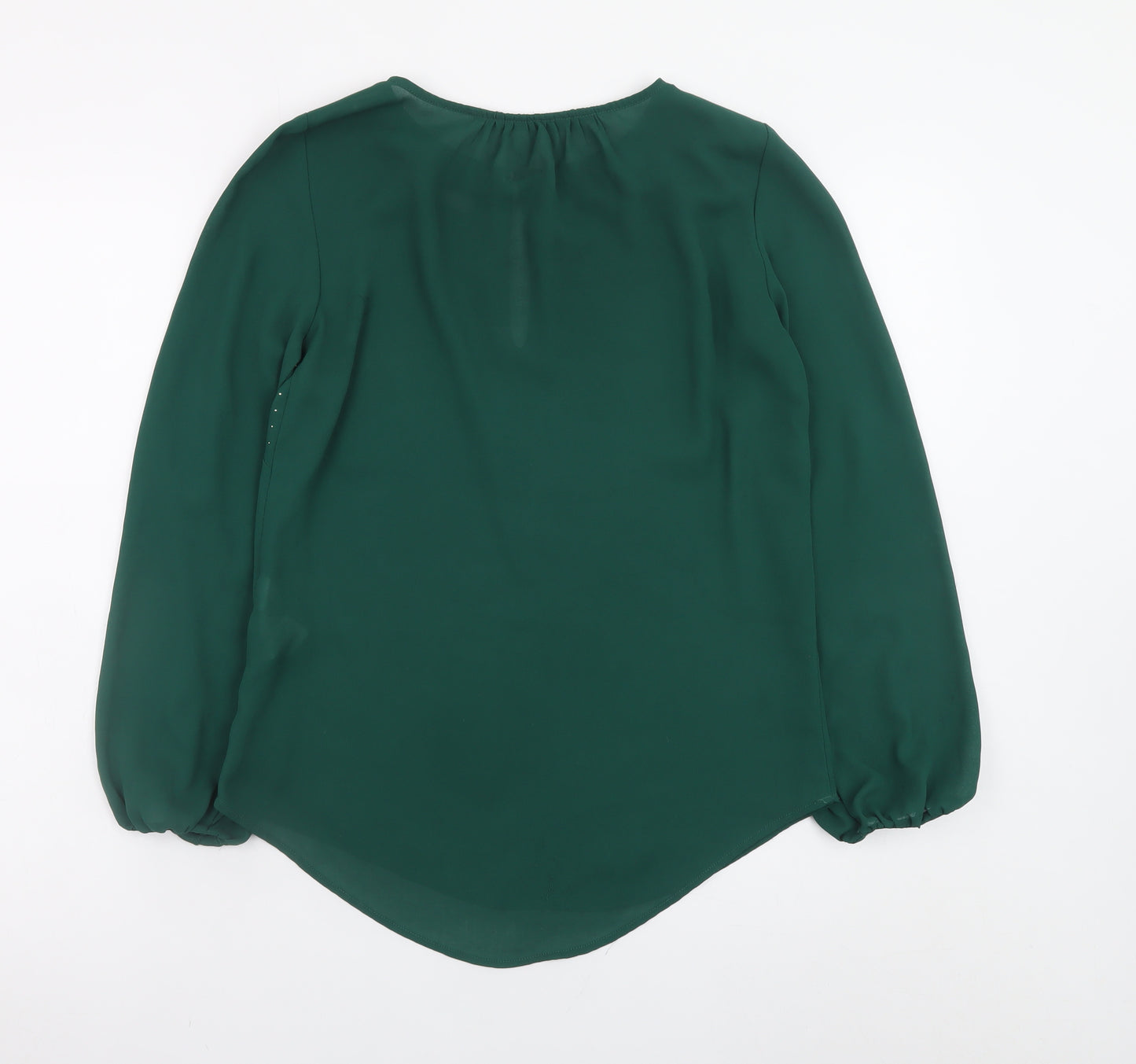 Zara Basic Women's Green Studded Long Sleeve Chiffon Blouse XS