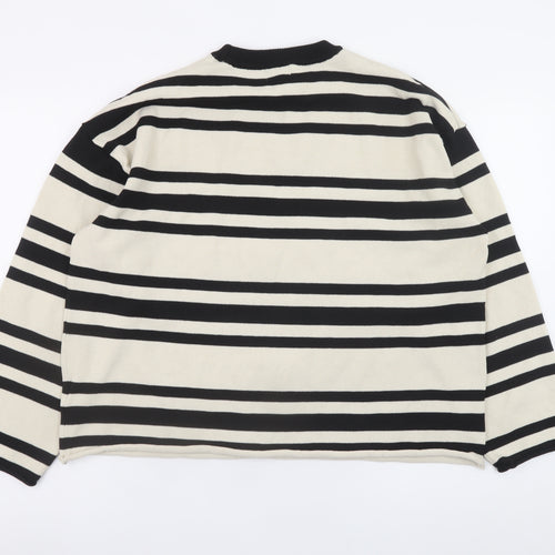 H&M Women's Black Striped Crew Neck Jumper Size 12