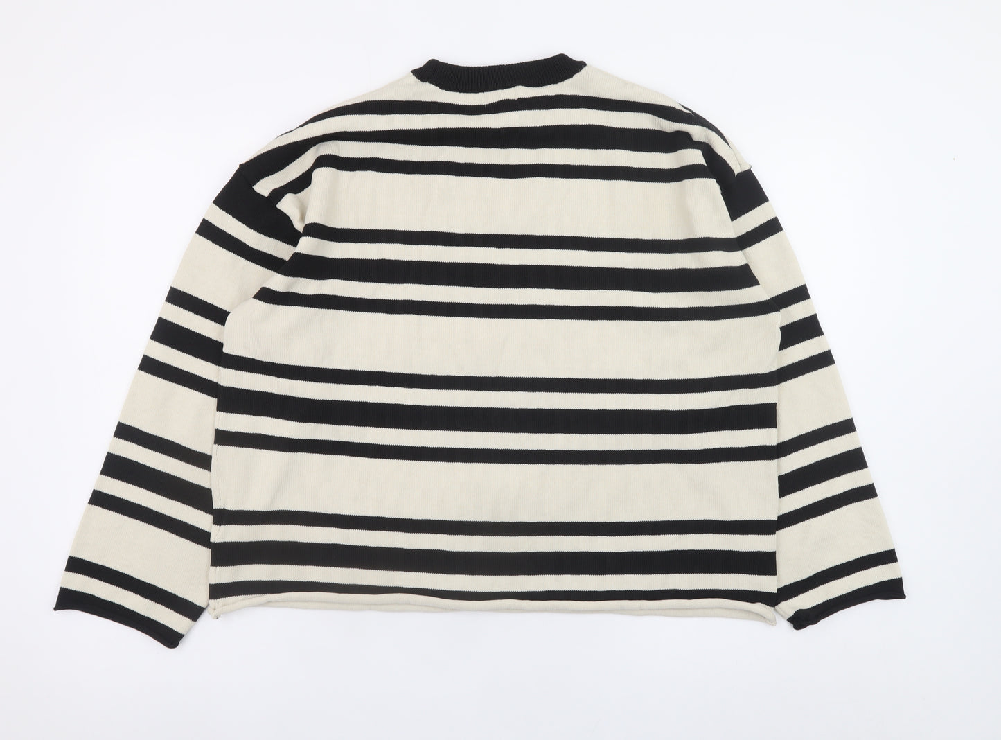 H&M Women's Black Striped Crew Neck Jumper Size 12