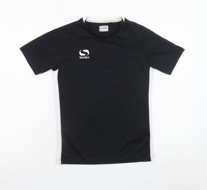 Sondico Boys Black Sports T-Shirt 11-12 Years Short Sleeve Activewear Top
